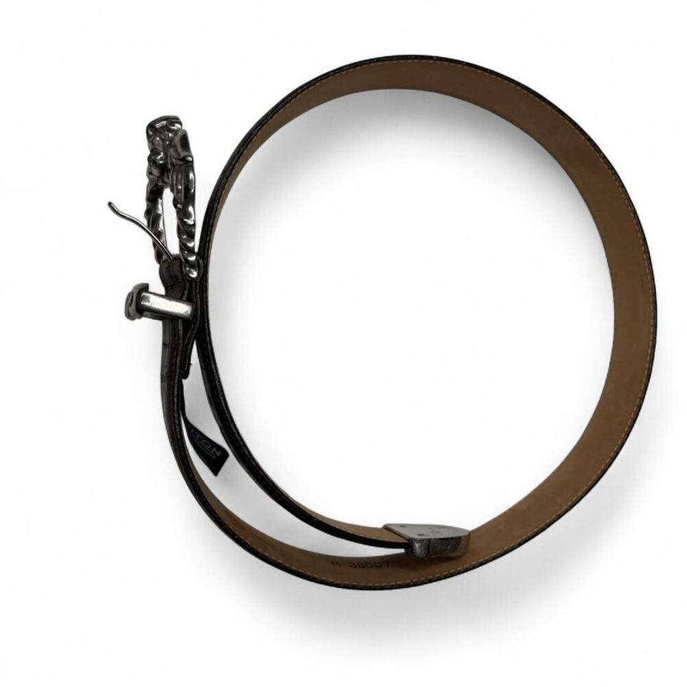 Vintage Brighton 1995 brown crocodile-embossed leather belt‎ Cherub angel - Picture 3 of 8